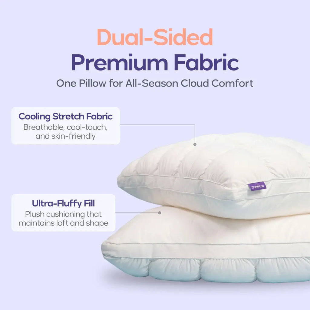 Mellow Sleep | Mellow Puff Pillow – Soft Quilted Puff Grid Design Pillow, Fluffy Plush Bed Pillow with Cloud like Comfort, Breathable Support Pillow for Side, Back & Stomach Sleepers, Cozy Bed Pillow for Better Sleep