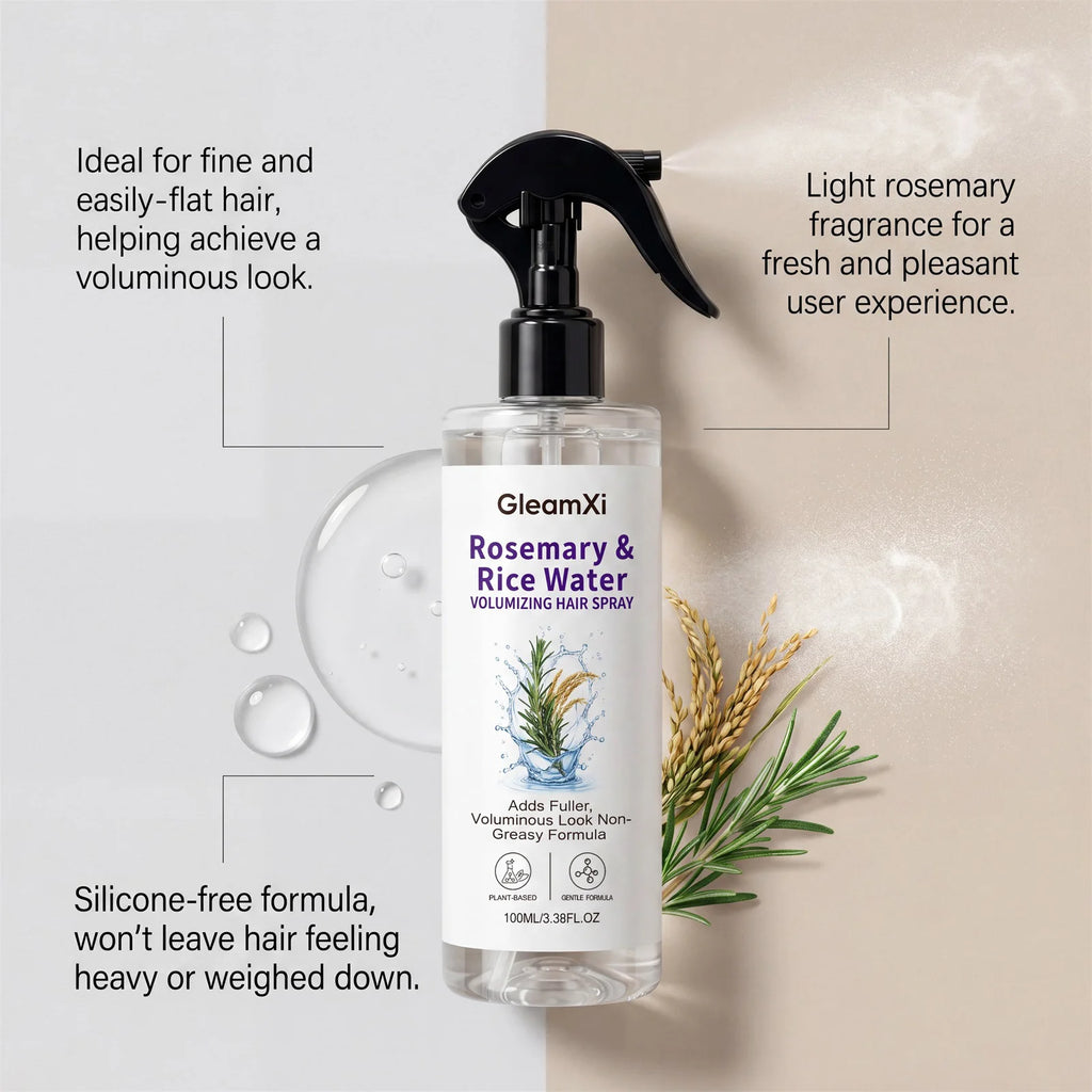 Rosemary & Rice Water Hair Spray Made with 100% Natural Extracts Lightweight Non-Greasy Formula for Softer Smoother-Looking Hai