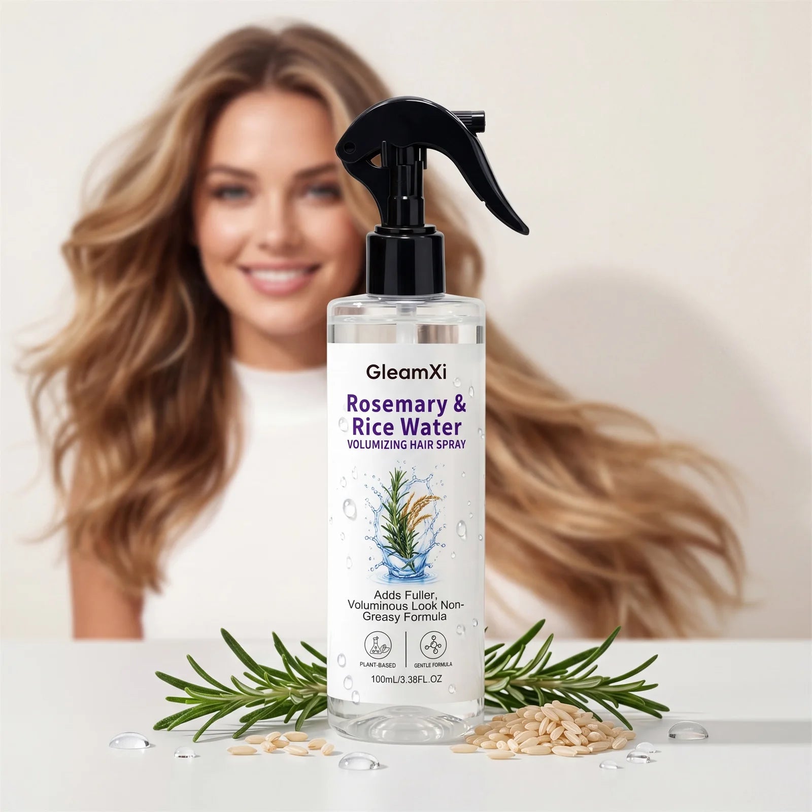 Rosemary & Rice Water Hair Spray Made with 100% Natural Extracts Lightweight Non-Greasy Formula for Softer Smoother-Looking Hai
