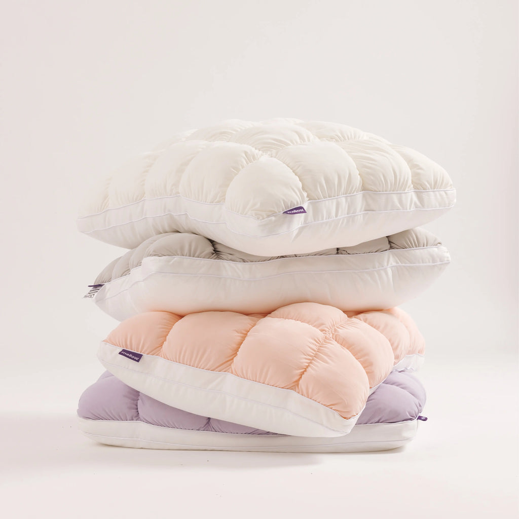 Mellow Sleep | Mellow Puff Pillow – Soft Quilted Puff Grid Design Pillow, Fluffy Plush Bed Pillow with Cloud like Comfort, Breathable Support Pillow for Side, Back & Stomach Sleepers, Cozy Bed Pillow for Better Sleep